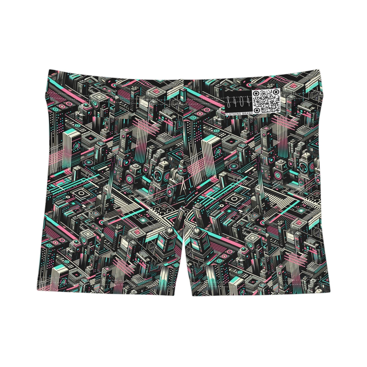 Digital Dreamland Tech-Inspired Streetwear Women's Shorts - 8404 Design-51