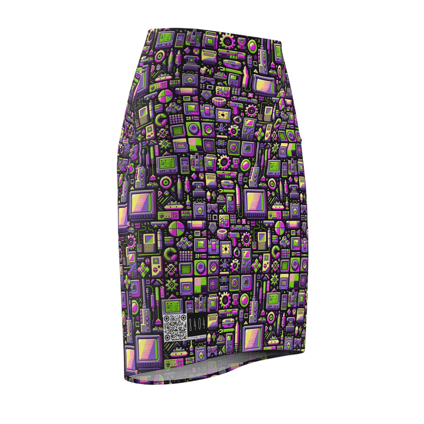 Digital Nostalgia Remix Modern Vintage Fusion Women's Pencil Skirt - 8404 Design-67