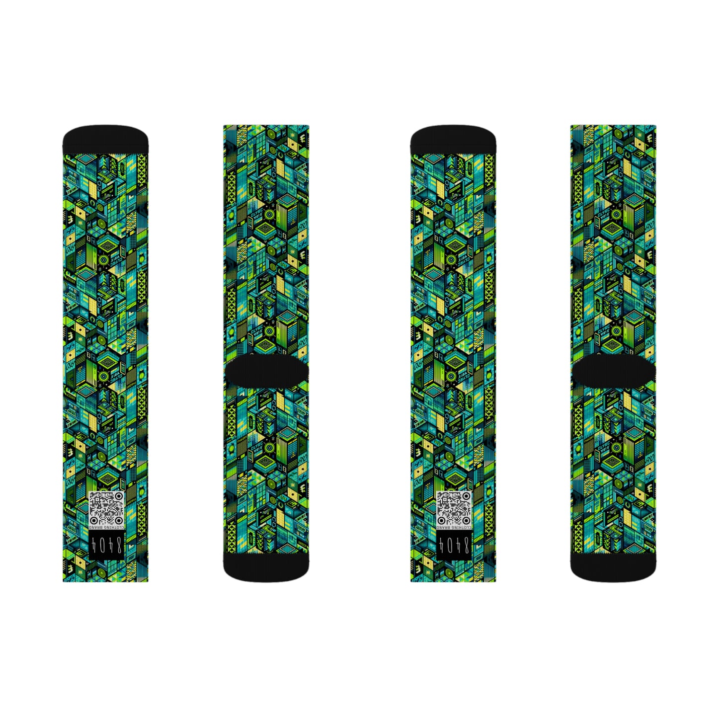 Tech-Infused Neon Tech-Forward Streetwear Sublimation Socks - 8404 Design-61