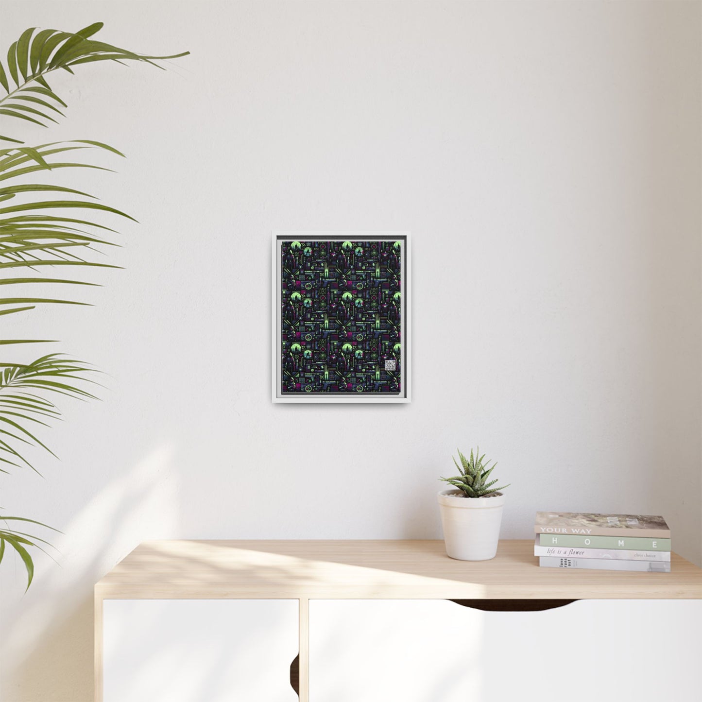 Tech Noir Futuristic Cyberpunk Matte Canvas, Framed (multi-Color) - 8404 Design-63 A