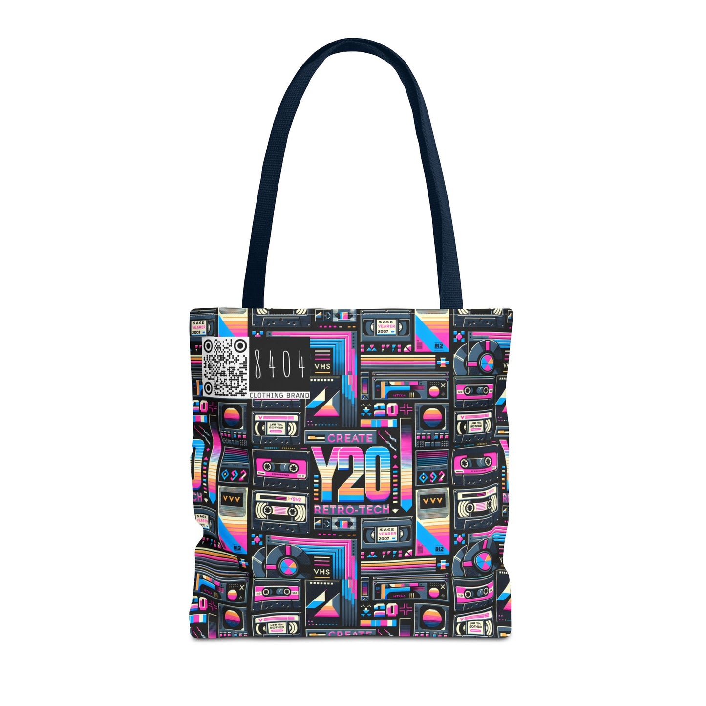 Digital Nostalgia Tech-Inspired Retro Fusion Tote Bag - 8404 Design-65
