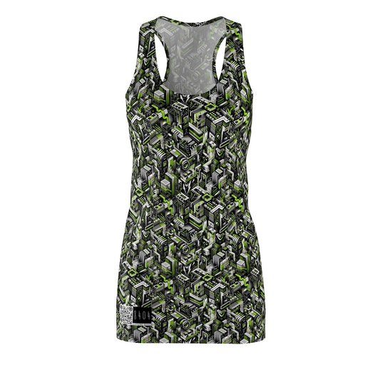 Graffiti Tech Fusion Bold Streetwear Fusion Women's Cut & Sew Racerback Dress - 8404 Design-53