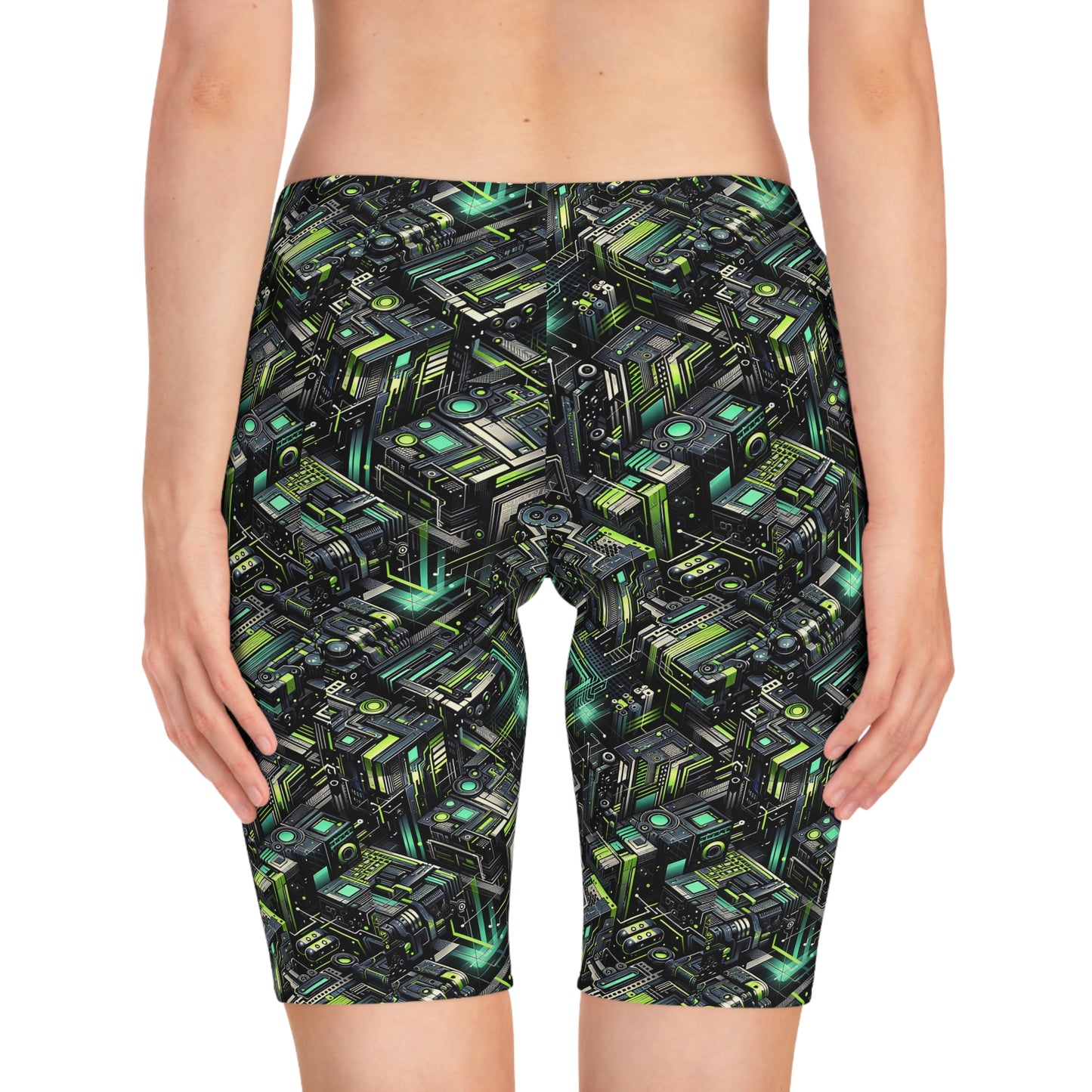 Tech-Infused Graphics Tech-Forward Streetwear Women's Bike Shorts - 8404 Design-47