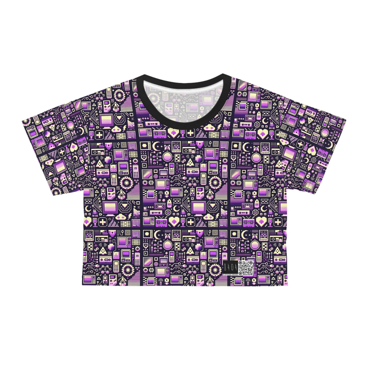 Digital Nostalgia Remix Modern Vintage Fusion Crop Tee - 8404 Design-54