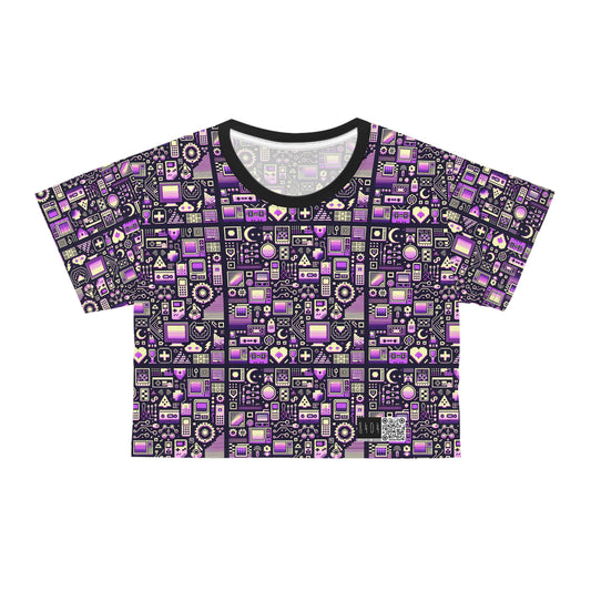 Digital Nostalgia Remix Modern Vintage Fusion Crop Tee - 8404 Design-54