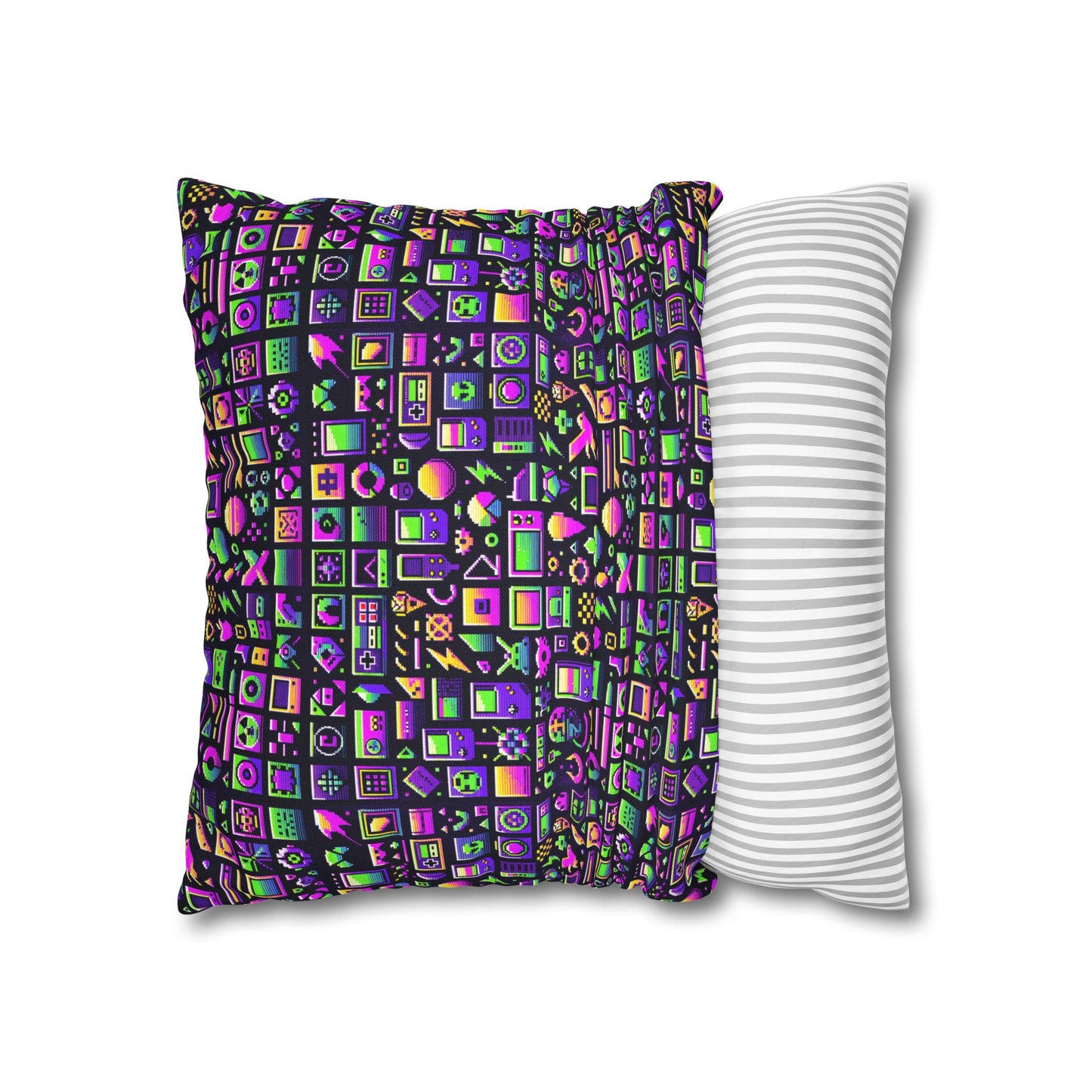 Digital Nostalgia Remix Modern Vintage Fusion Spun Polyester Square Pillowcase - 8404 Design-49