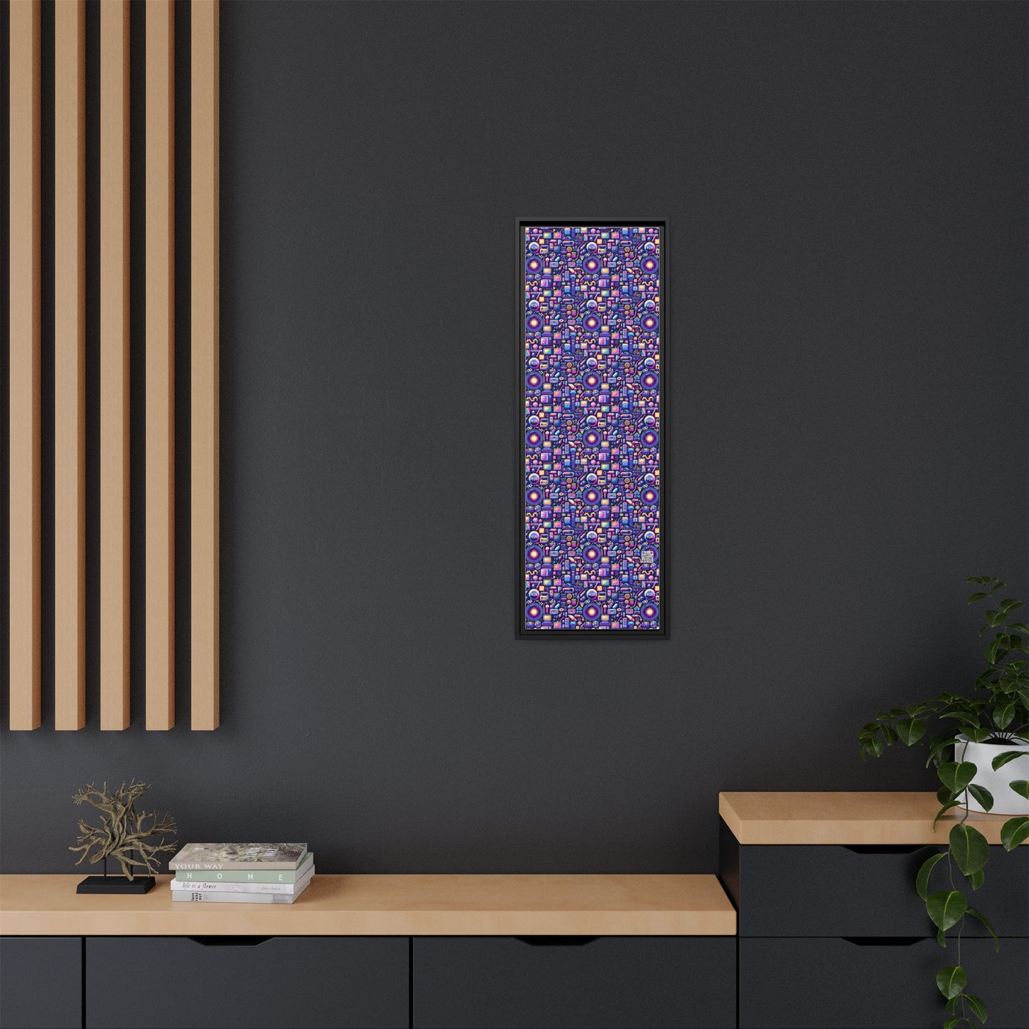 Digital Nostalgia Modern Retro Fusion Matte Canvas, Framed (multi-Color) - 8404 Design-64 B