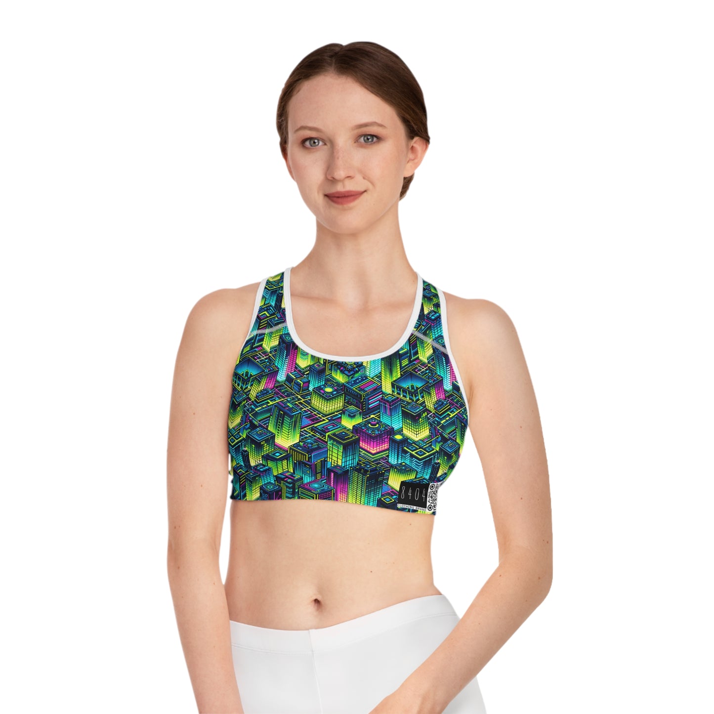 Tech-Infused Neon Tech-Forward Streetwear Sports Bra - 8404 Design-65