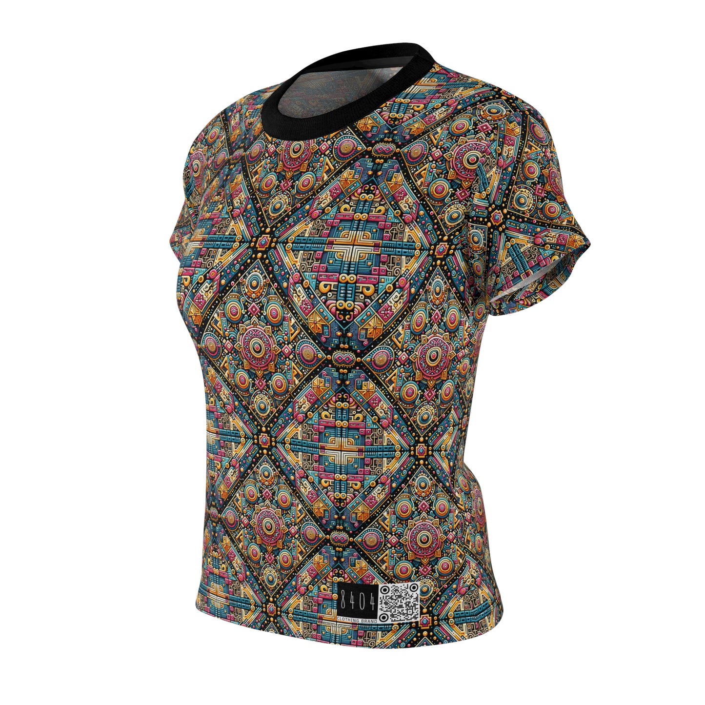 Cultural Fusion Tech Blend of Cultural Heritage With Tech-Inspired Elements Women's Cut & Sew Tee - 8404 Design-58