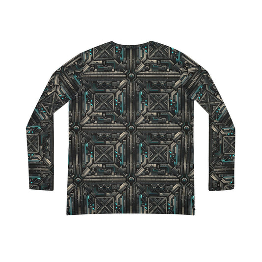 Tech Noir Futuristic Tech Aesthetic with a Dark Twist Women's Long Sleeve V-neck Shirt - 8404 Design-59