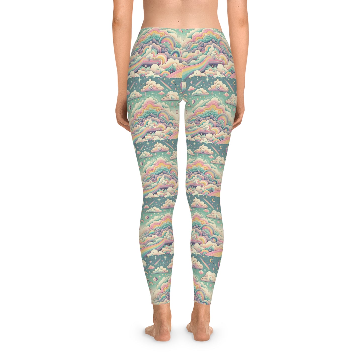 Digital Dreamland Whimsical and Nostalgic Streetwear With a Digital Twist Stretch Leggings - 8404 Design-65