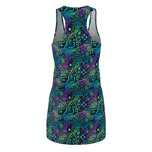 Tech-Infused Neon Tech-Forward Streetwear Women's Cut & Sew Racerback Dress - 8404 Design-66