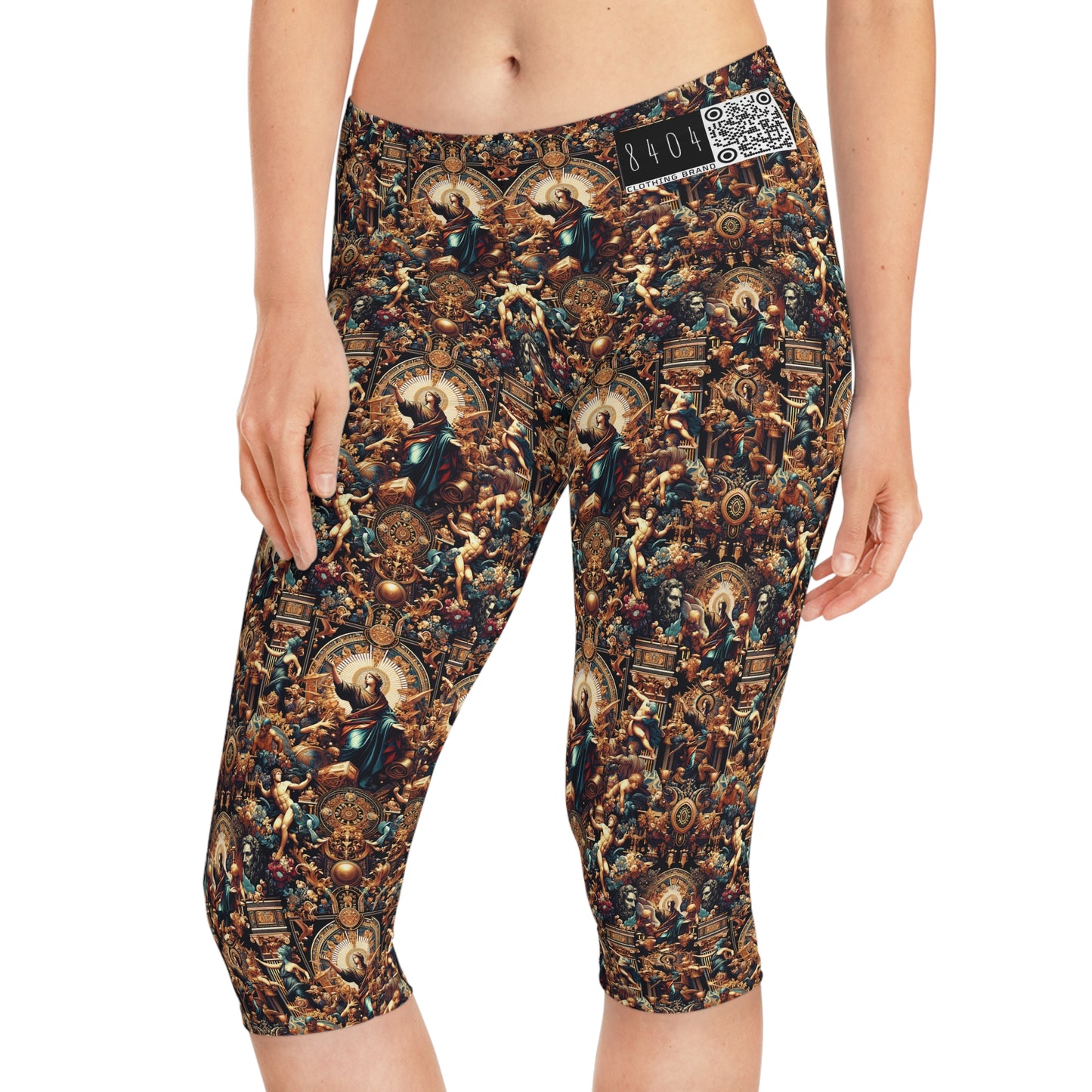 Digital Renaissance Luxurious Streetwear Inspired By Classical Art With a Modern Twist Women's Capri Leggings - 8404 Design-64