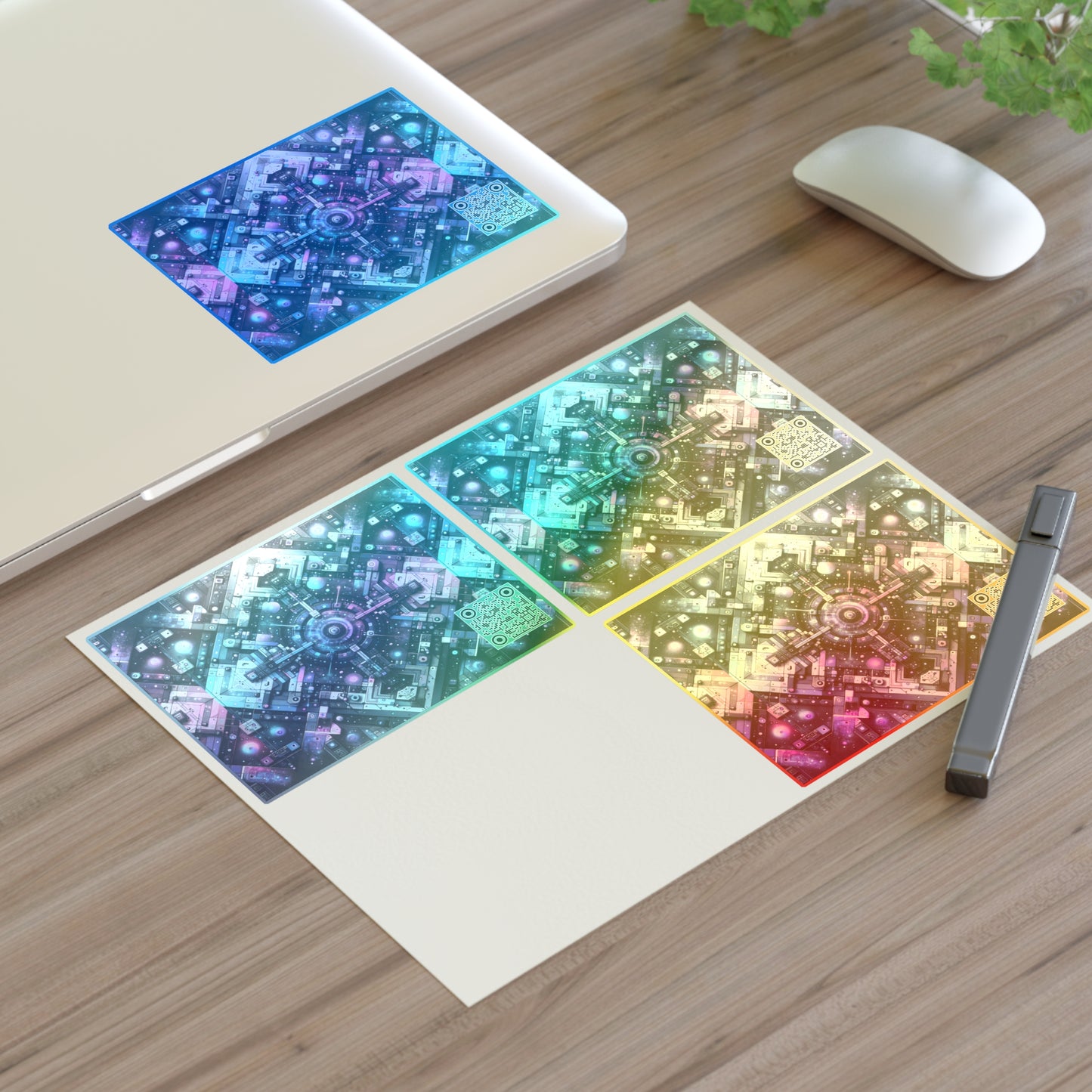 Galactic Hues Tech-Forward Cosmic Fusion Sticker Sheets - 8404 Design-54