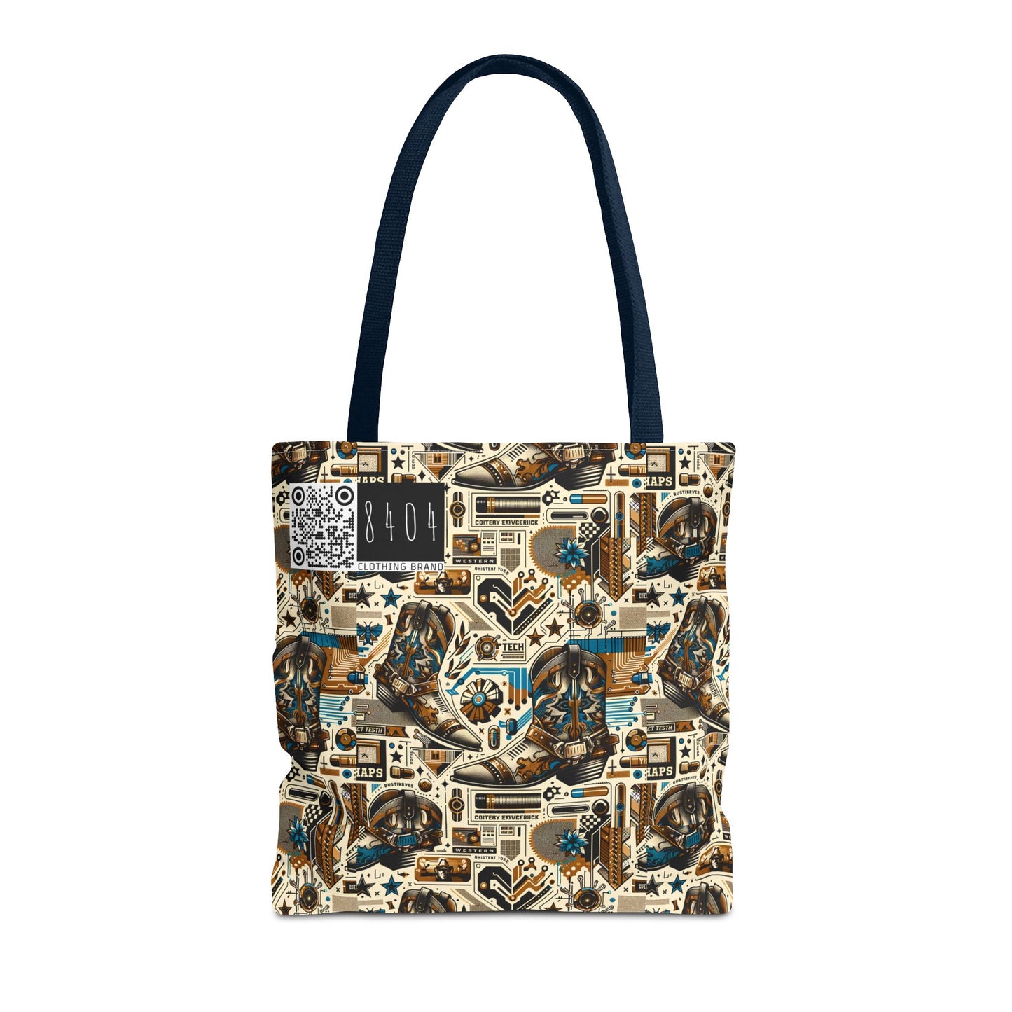 Digital Cowboy Chic Tech-Infused Western Fusion Tote Bag - 8404 Design-45