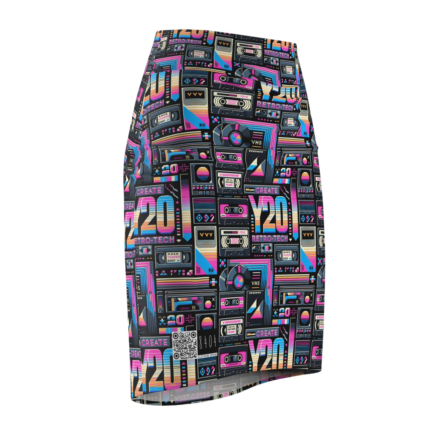 Digital Nostalgia Tech-Inspired Retro Fusion Women's Pencil Skirt - 8404 Design-65