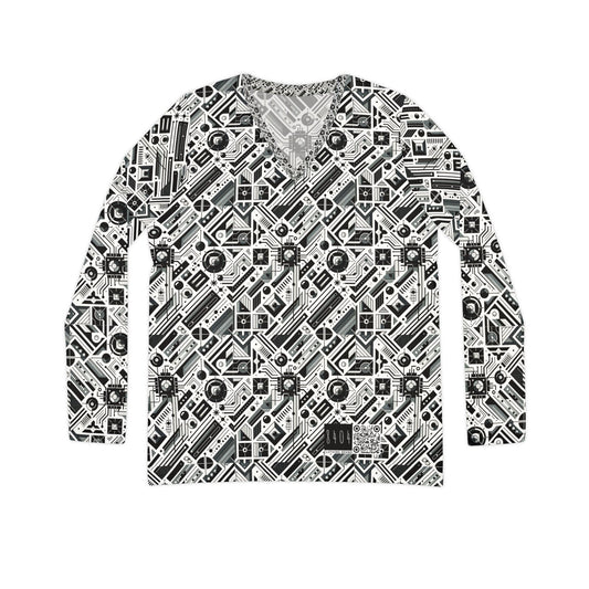 Digital Minimalism Minimalist Tech Women's Long Sleeve V-Neck Shirt - 8404 Design-62