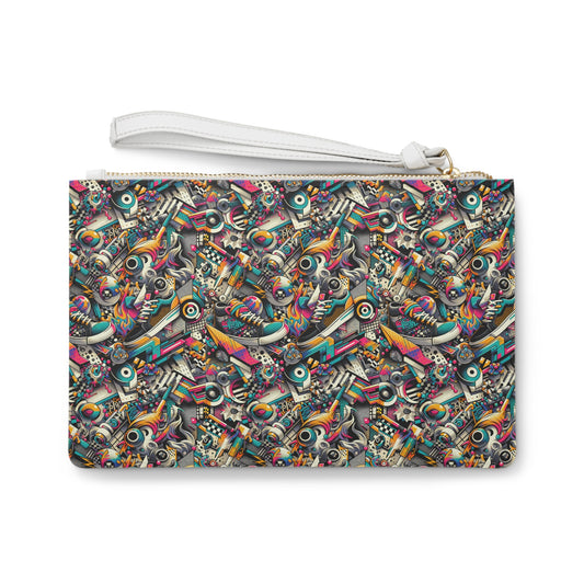 Urban Graffiti Fusion Eclectic Street Art Meets Modern Tech Culture Clutch Bag - 8404 Design-55