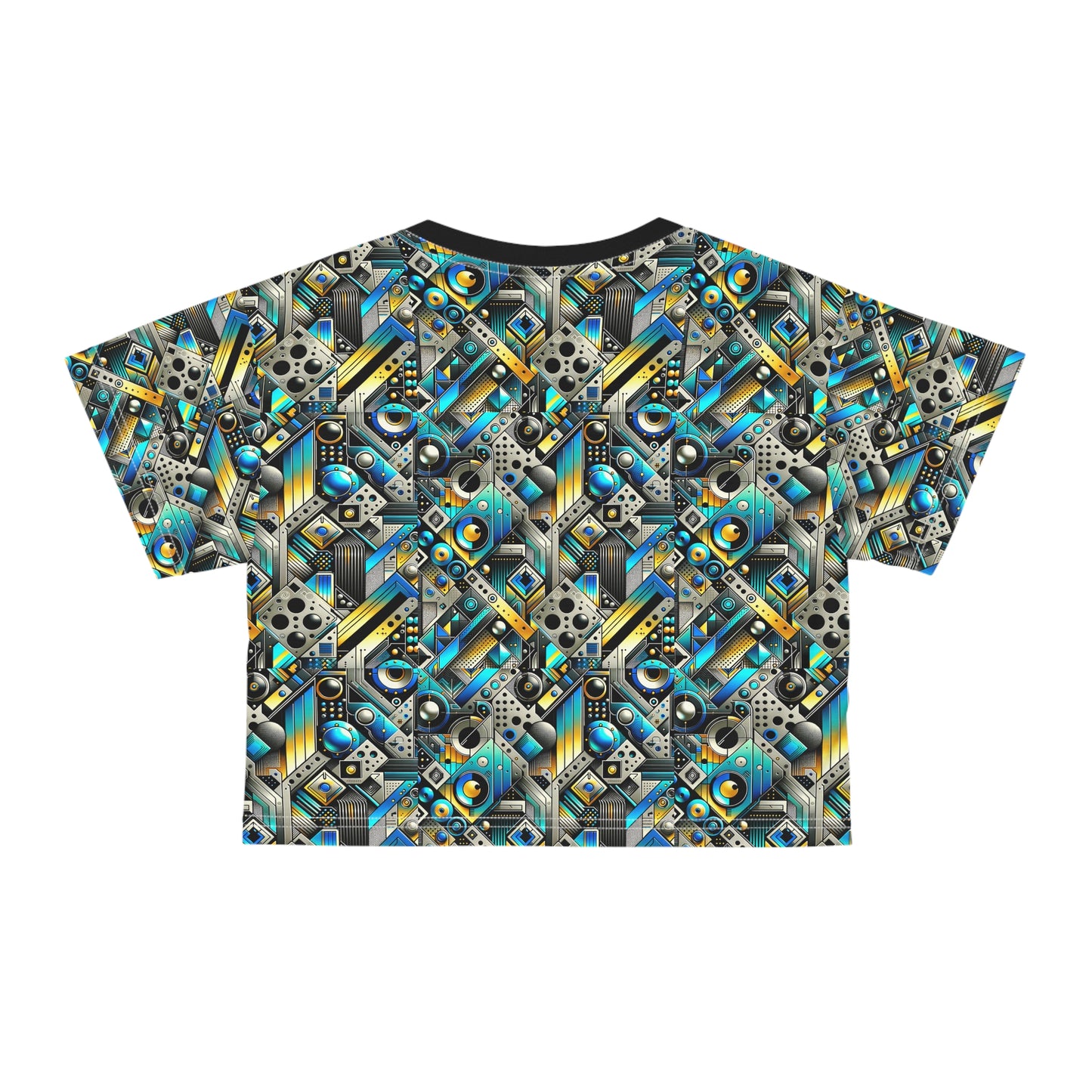 Tech Art Fusion Tech-Forward Streetwear Crop Tee - 8404 Design-50