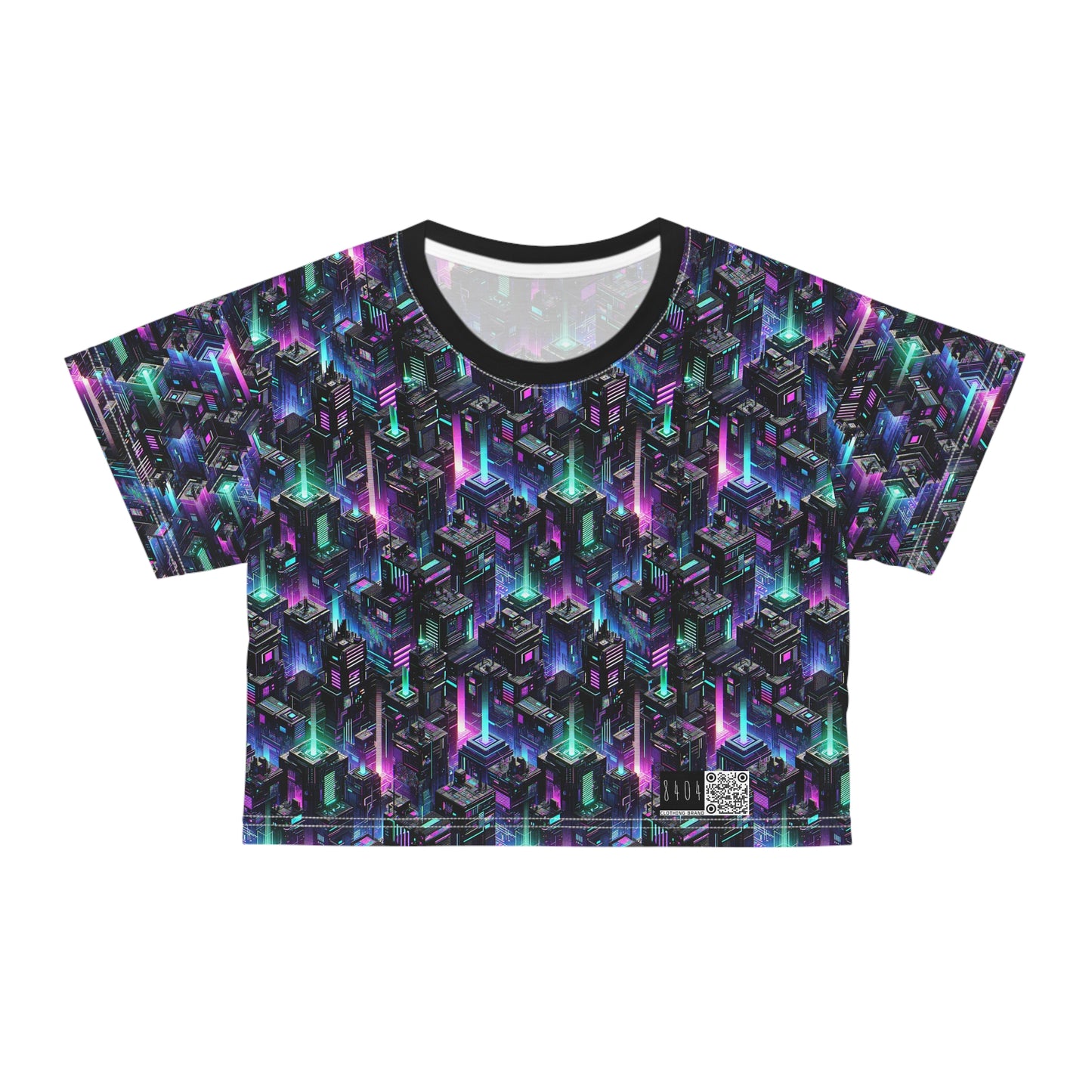 Tech Noir Graphics Futuristic Tech Aesthetics Crop Tee - 8404 Design-55