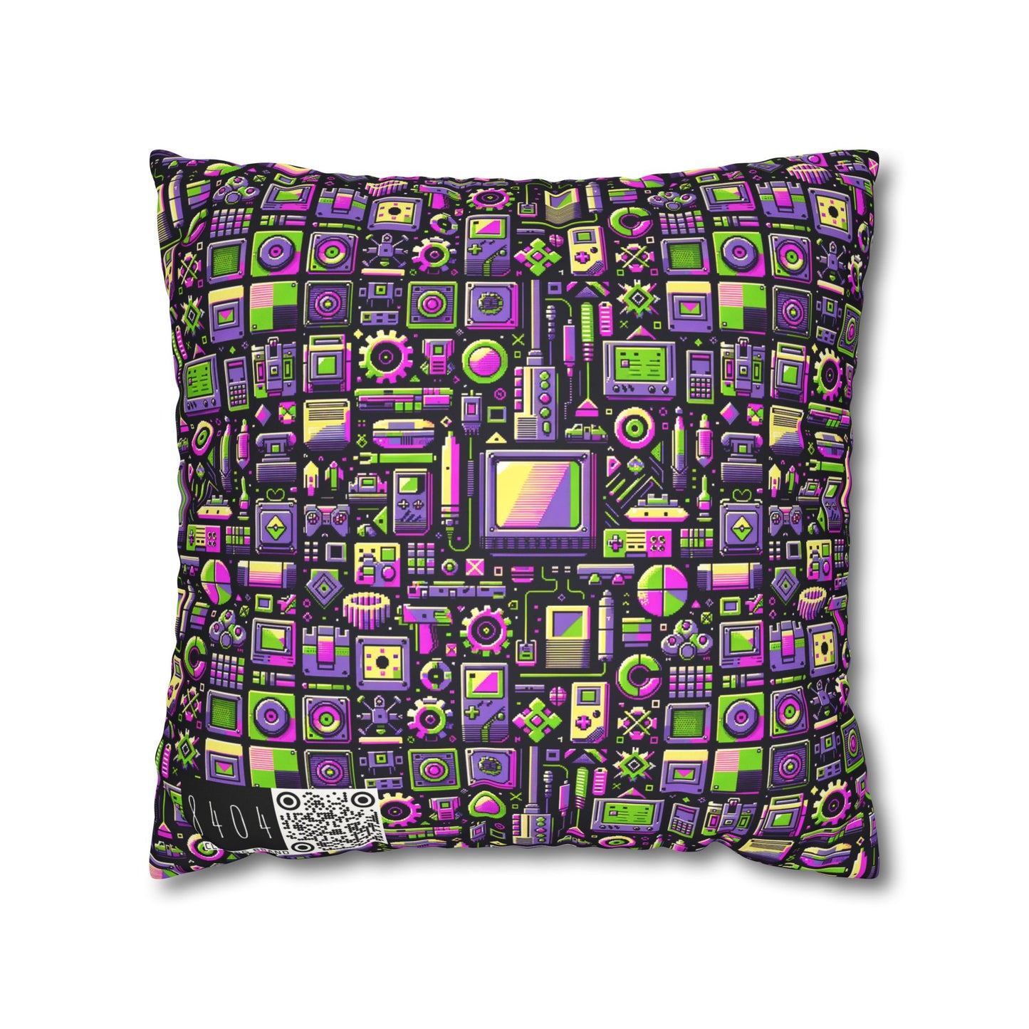 Digital Nostalgia Remix Modern Vintage Fusion Faux Suede Square Pillowcase - 8404 Design-67