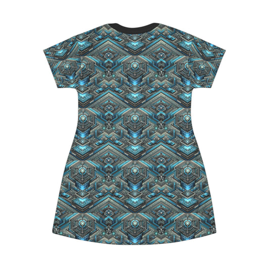 Tech-Infused Futurism Sleek Tech Edge T-Shirt Dress - 8404 Design-49