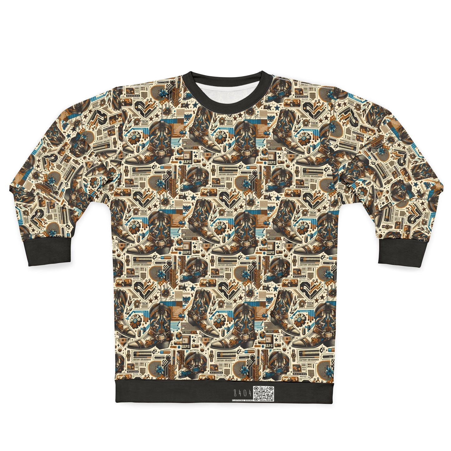 Digital Cowboy Chic Tech-Infused Western Fusion Sweatshirt - 8404 Design-45
