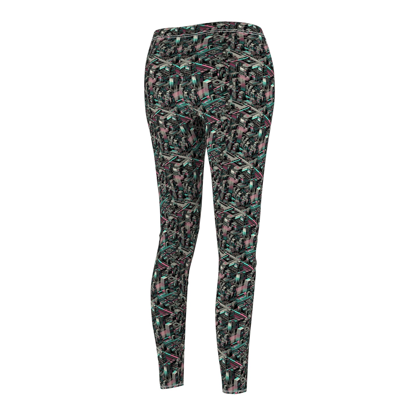 Digital Dreamland Tech-Inspired Streetwear Women's Cut & Sew Casual Leggings - 8404 Design-51