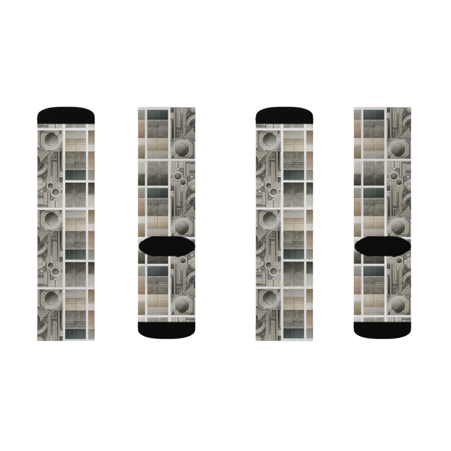 Tech Utility Chic Tech-Forward Minimalist Sublimation Socks - 8404 Design-59