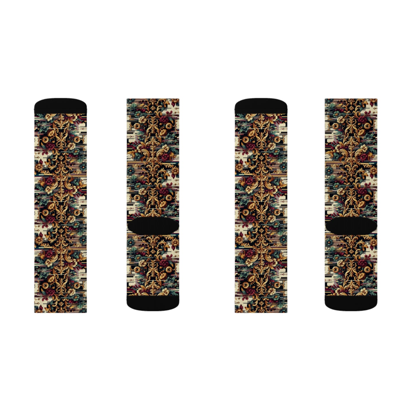 Digital Renaissance Modern Baroque Fusion Sublimation Socks - 8404 Design-63