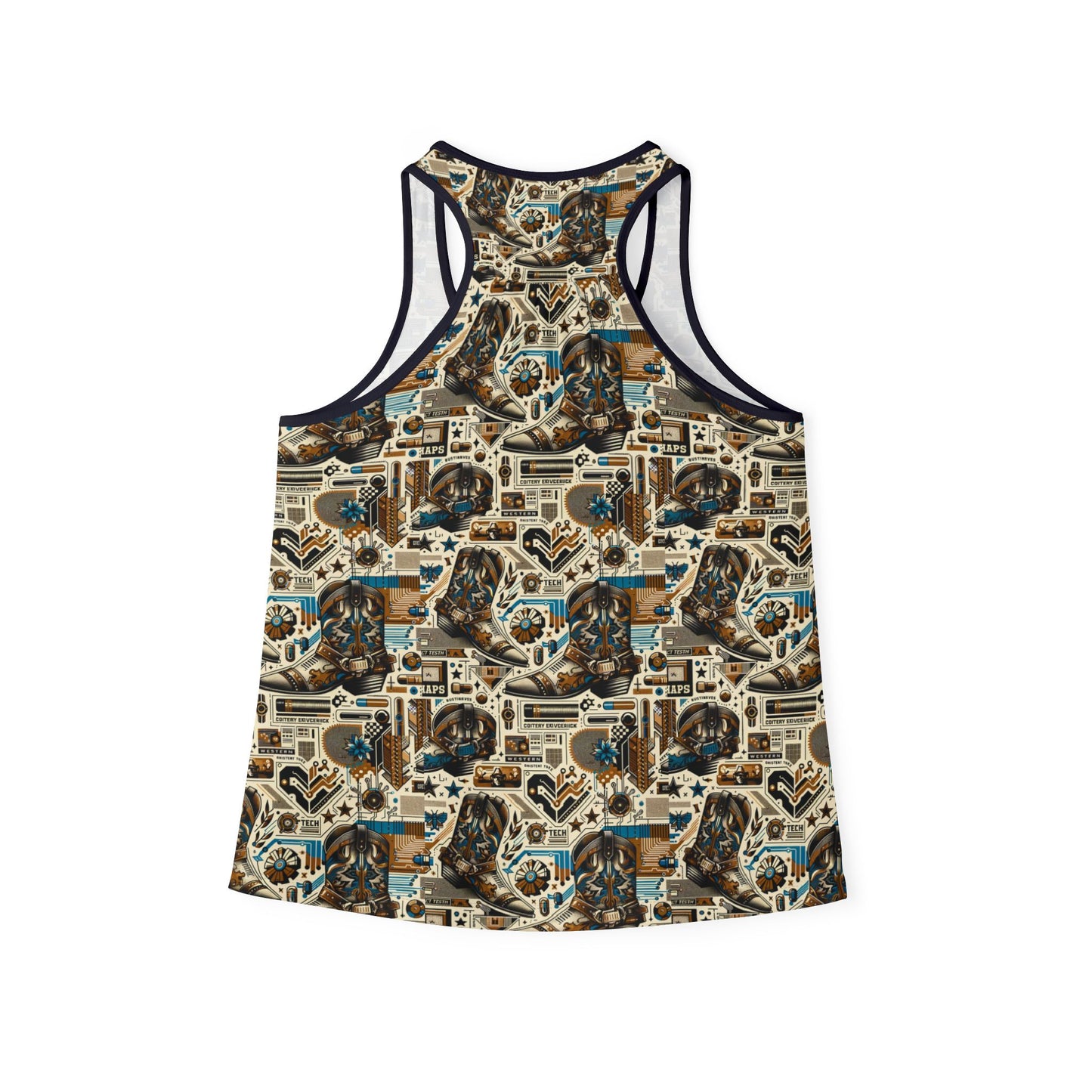 Digital Cowboy Chic Tech-Infused Western Fusion Women's Tank Top - 8404 Design-45