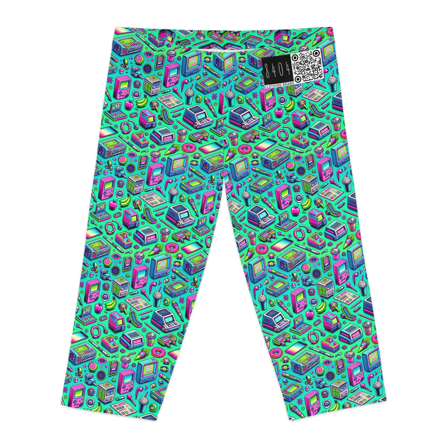 Y2k Revival Nostalgic Futurism Women's Capri Leggings - 8404 Design-48