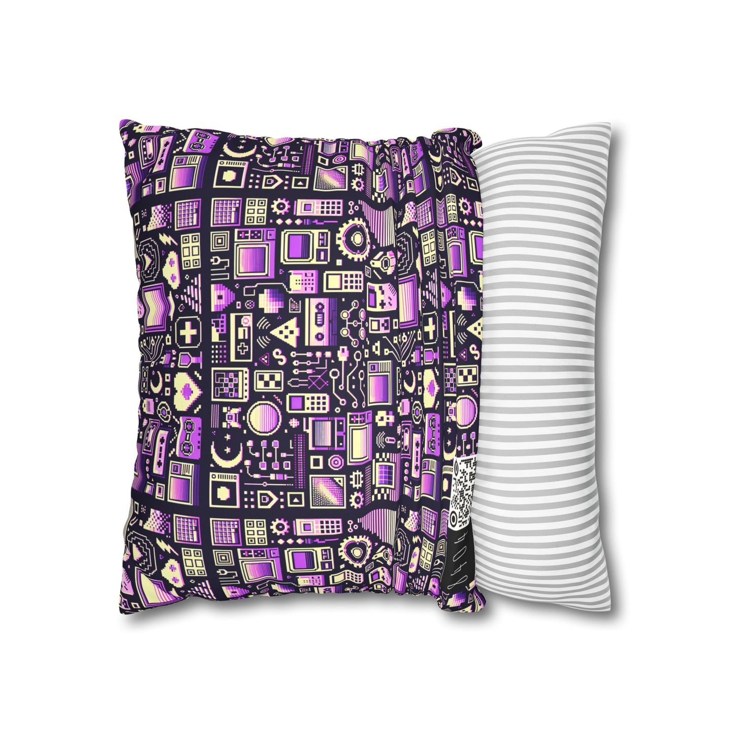Digital Nostalgia Remix Modern Vintage Fusion Faux Suede Square Pillowcase - 8404 Design-54