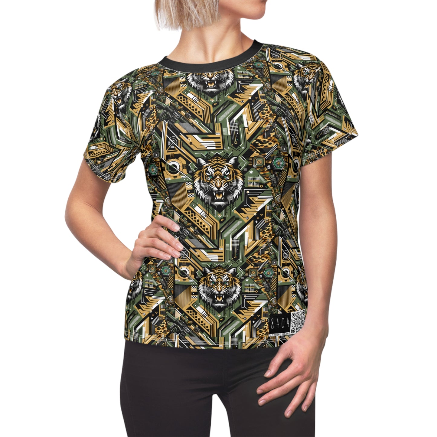 Neo-Camo Fusion Tech-Forward Streetwear Women's Cut & Sew Tee - 8404 Design-58