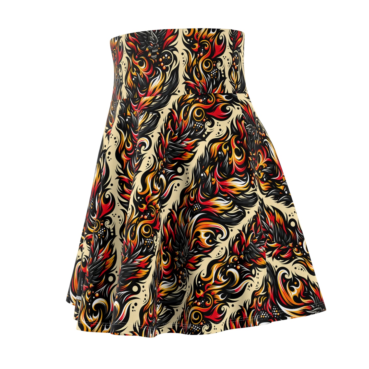 Flame Graphics Maximalist Streetwear Women's Skater Skirt - 8404 Design-65