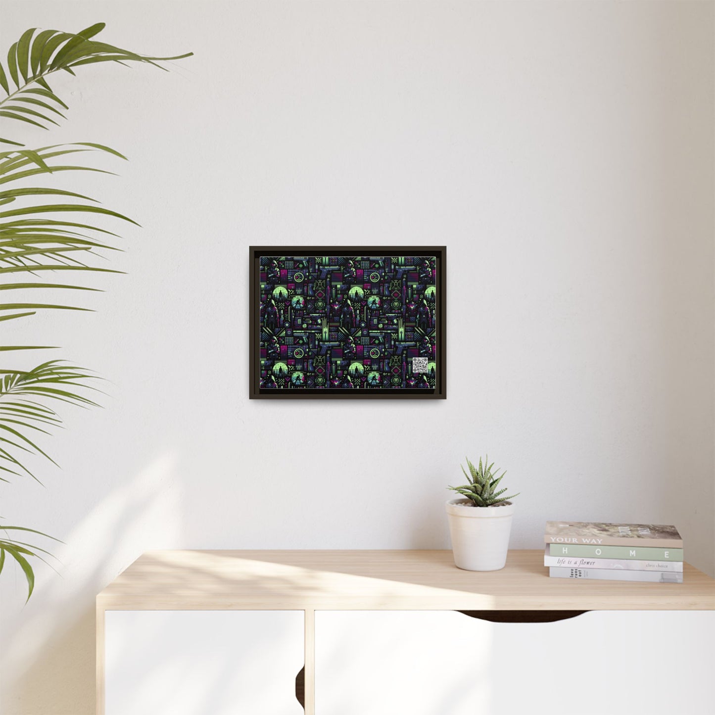 Tech Noir Futuristic Cyberpunk Matte Canvas, Framed (multi-Color) - 8404 Design-63 A