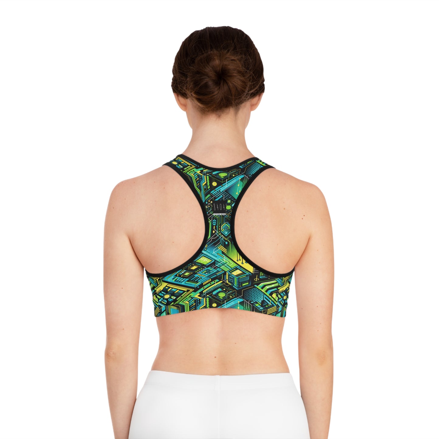 Tech-Infused Neon Tech-Forward Streetwear Sports Bra - 8404 Design-38