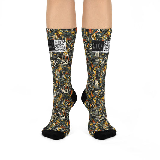 Digital Punk Futuristic Grunge Cushioned Crew Socks - 8404 Design-49