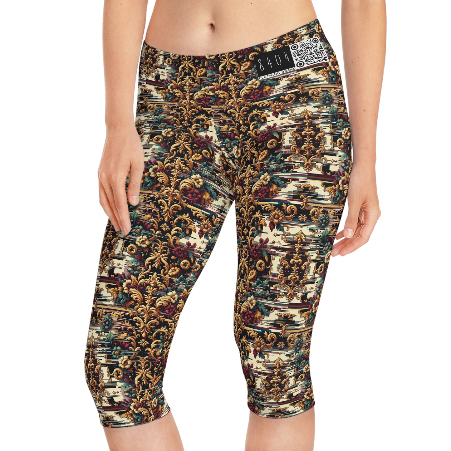 Digital Renaissance Modern Baroque Fusion Women's Capri Leggings - 8404 Design-63