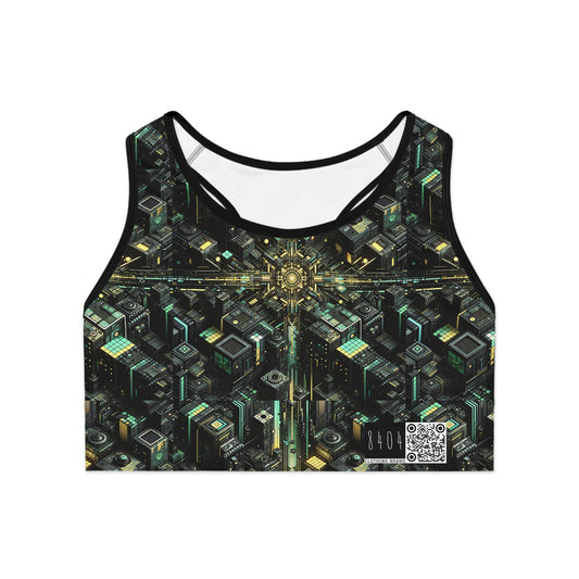 Tech Noir Graphics Tech-Inspired Streetwear Sports Bra - 8404 Design-66