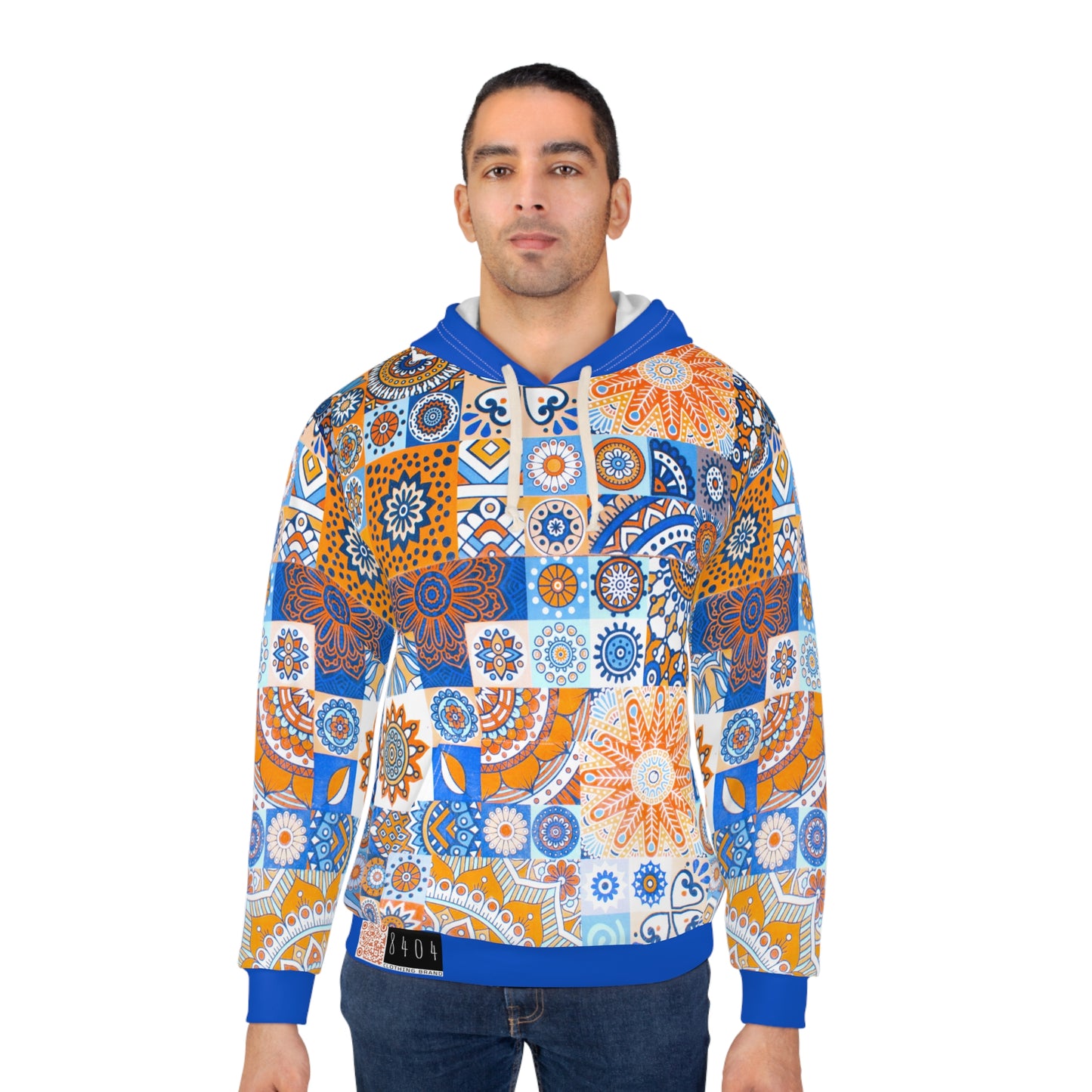 8404 Unisex Adult's "mosaic Collage" Fashion Pullover Hoodie in Blue