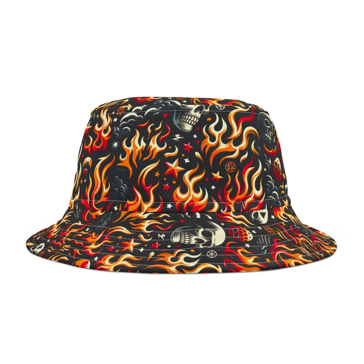 Flame Graphics Maximalist Streetwear Bucket Hat - 8404 Design-76