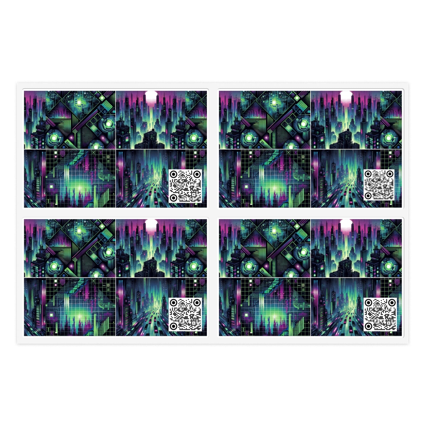 Tech Noir Aesthetics Tech-Forward Urban Dystopia Sticker Sheets - 8404 Design-54
