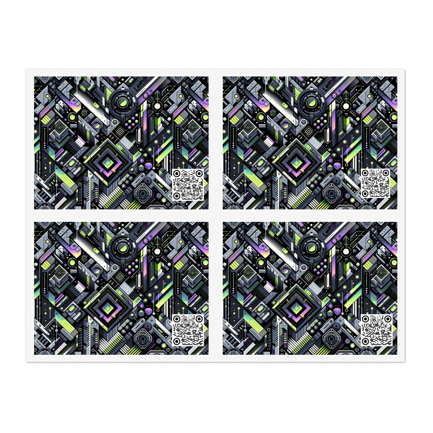 Retro Futurism Graphics Tech-Forward Streetwear Sticker Sheets - 8404 Design-49
