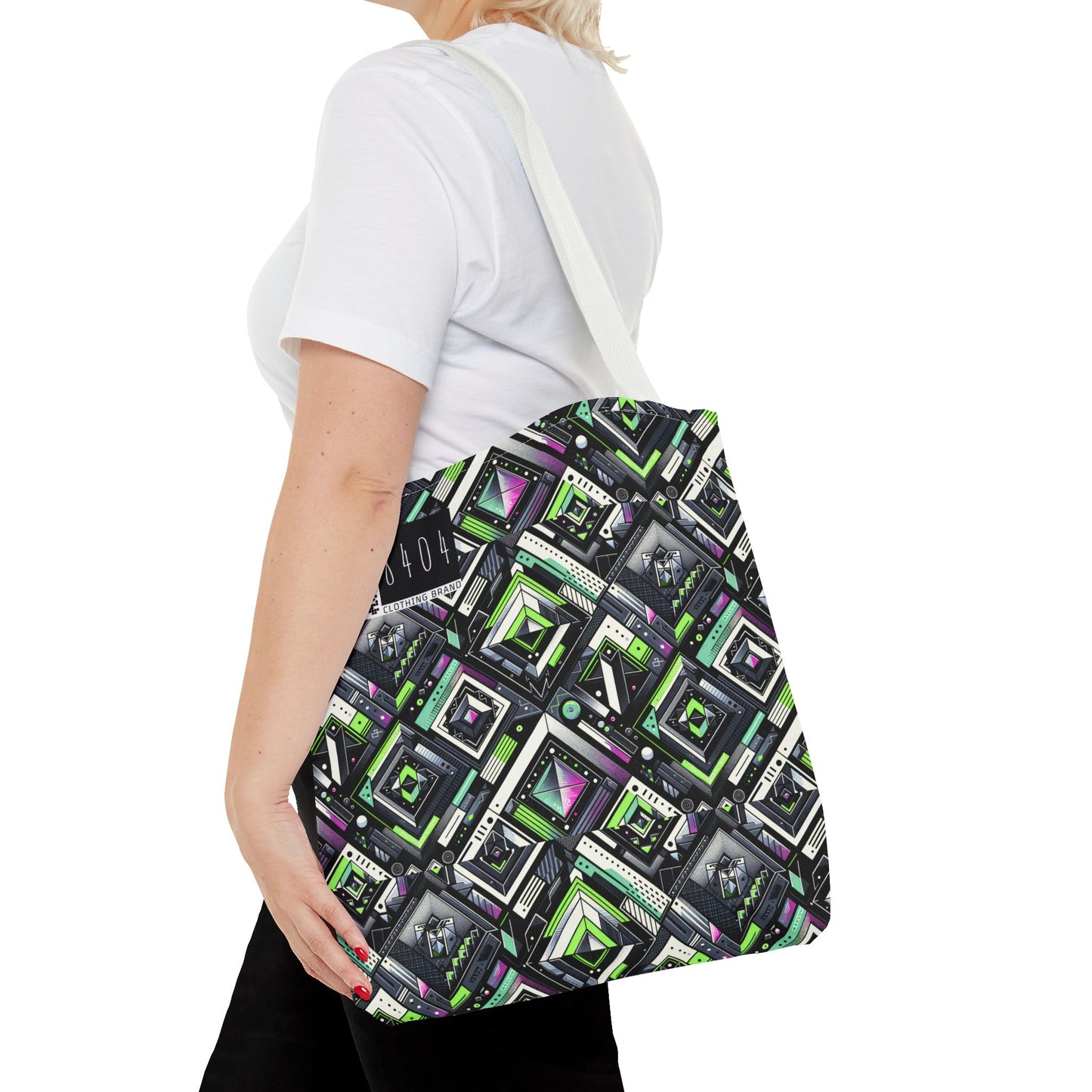 Retro Futurism Graphics Tech-Forward Streetwear Tote Bag - 8404 Design-48