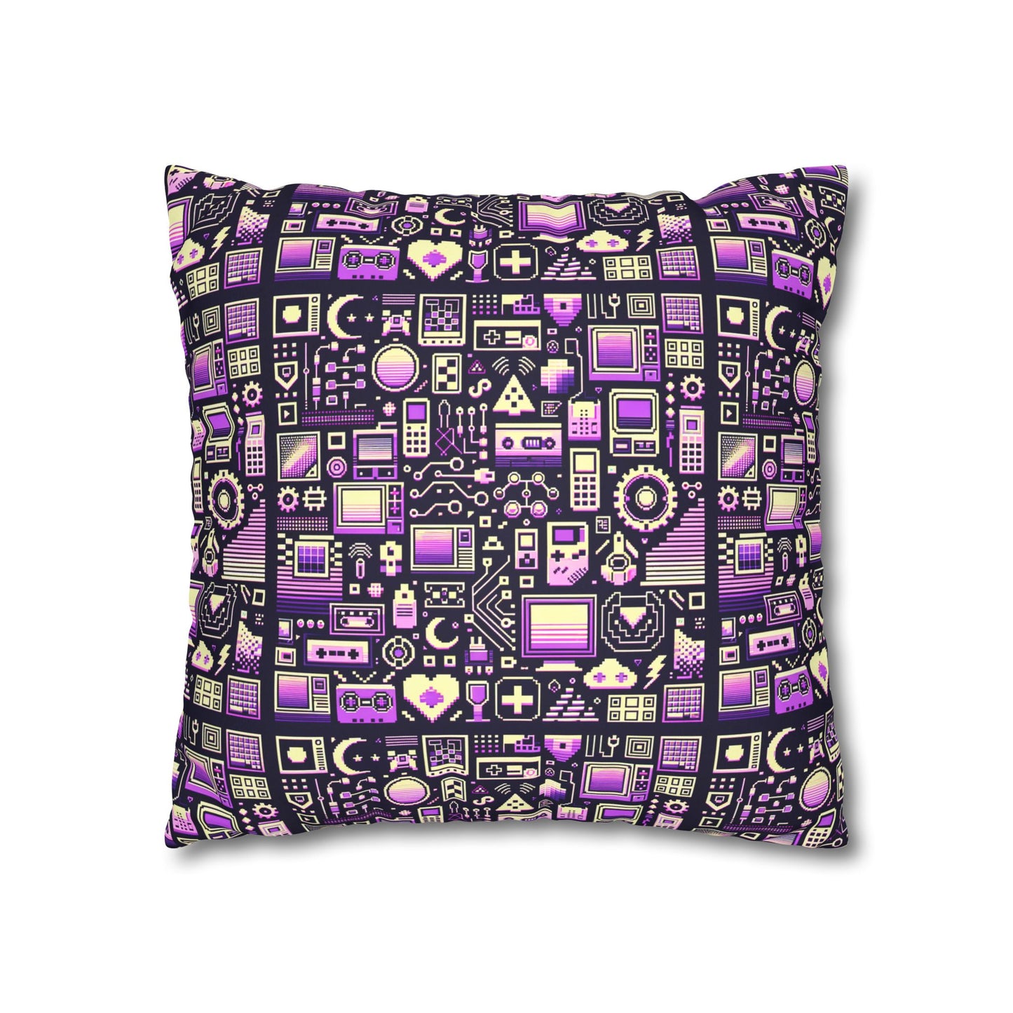 Digital Nostalgia Remix Modern Vintage Fusion Faux Suede Square Pillowcase - 8404 Design-54