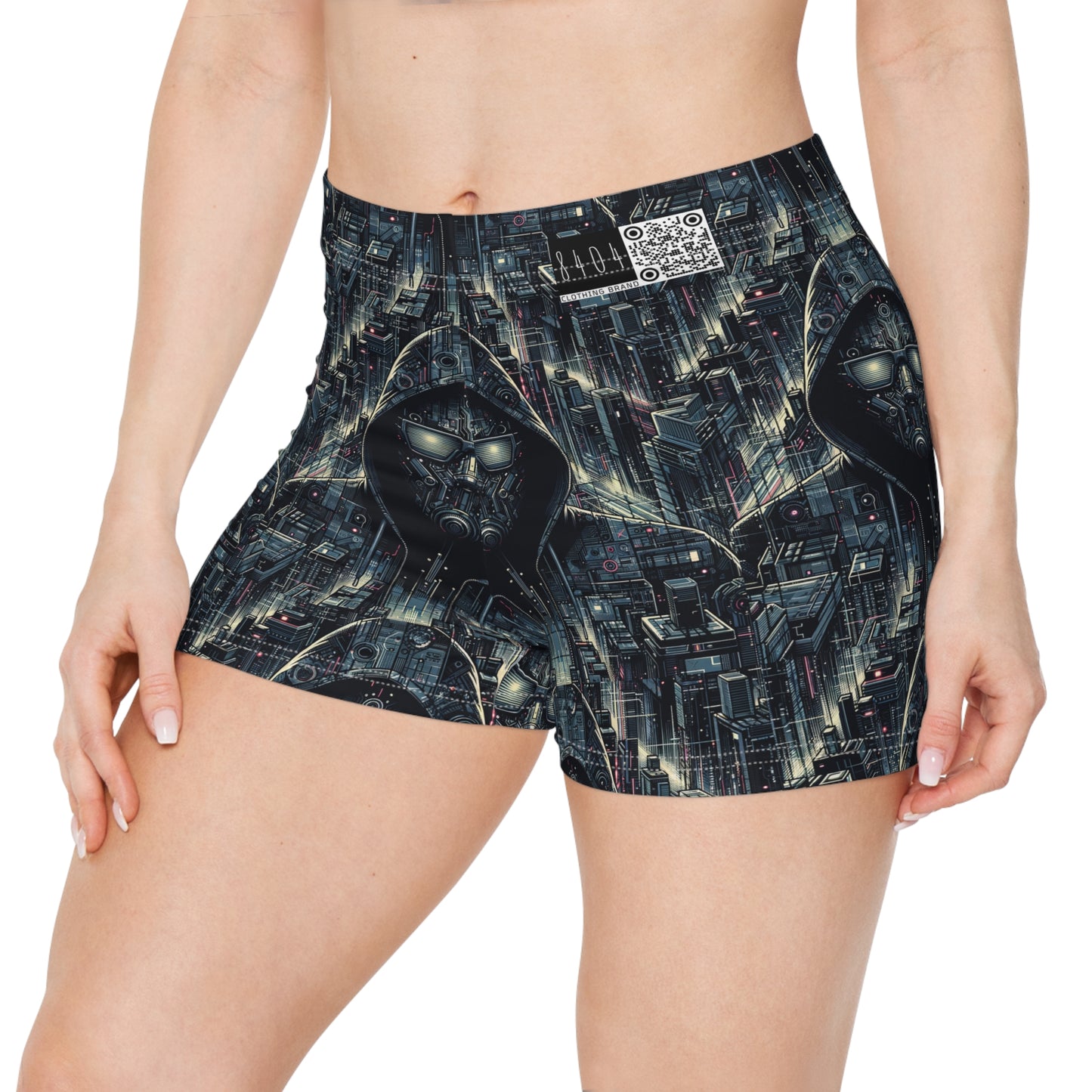Tech Noir Aesthetics Sleek Tech Streetwear Women's Shorts - 8404 Design-56