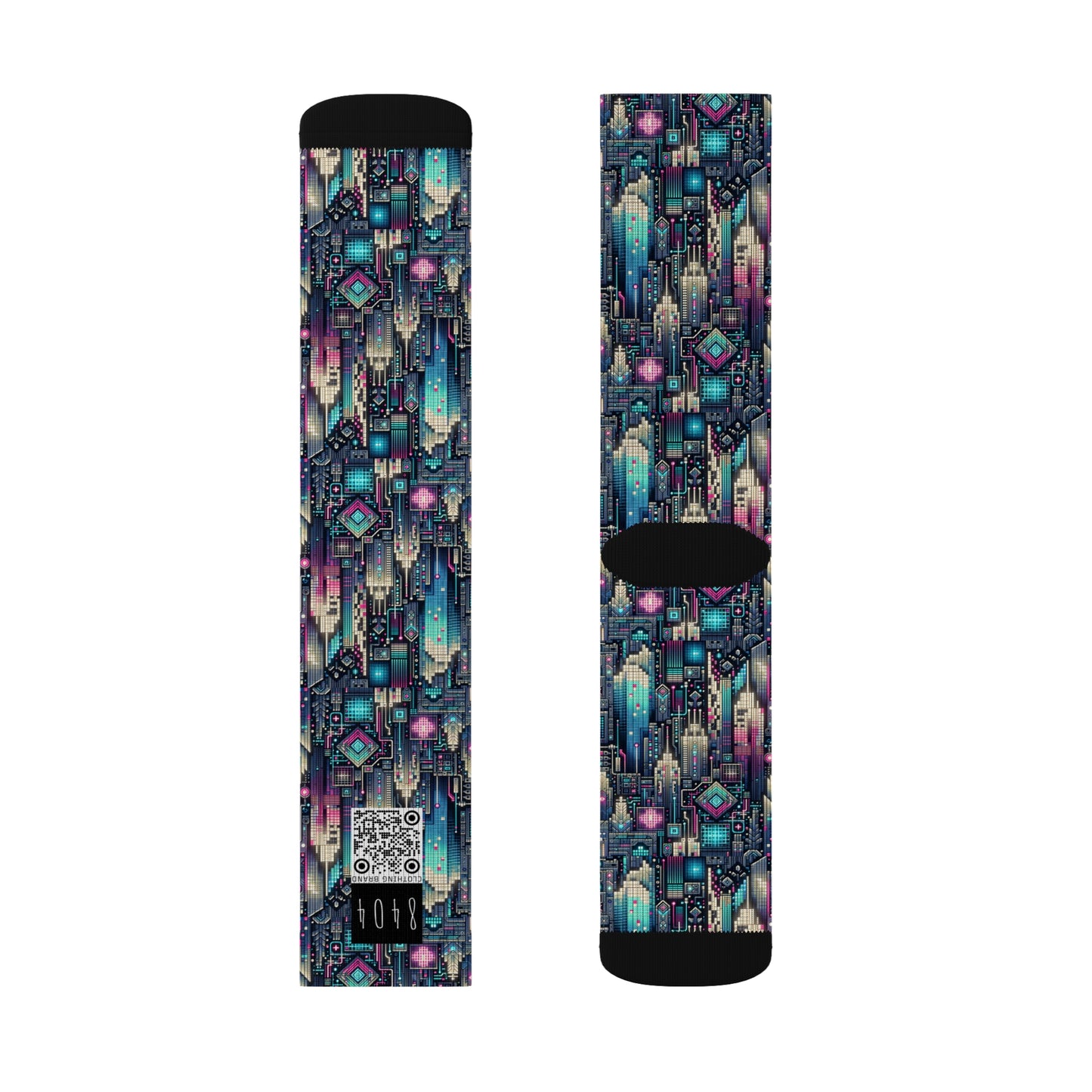 Digital Renaissance Tech-Forward Maximalism Sublimation Socks - 8404 Design-56