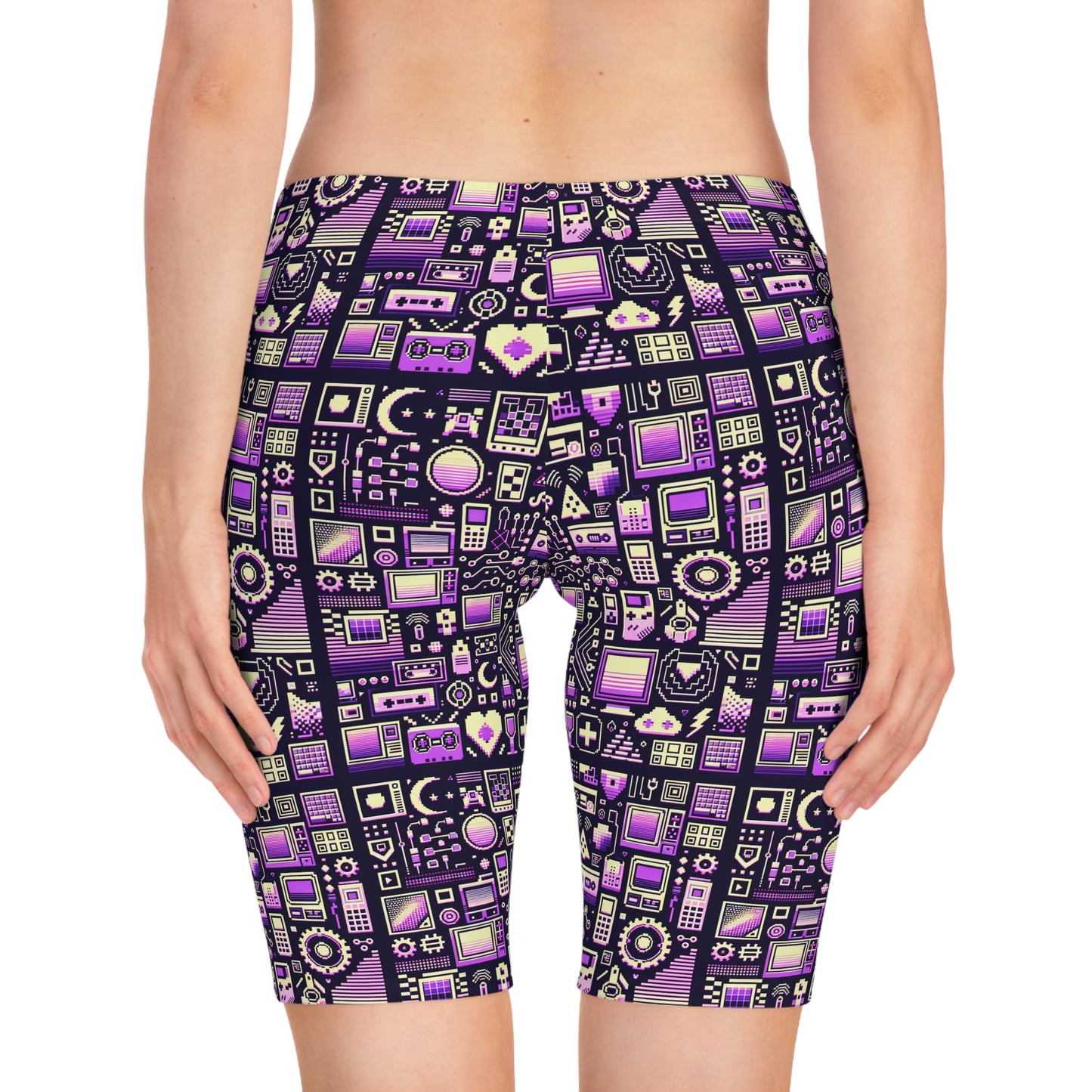 Digital Nostalgia Remix Modern Vintage Fusion Women's Bike Shorts - 8404 Design-54