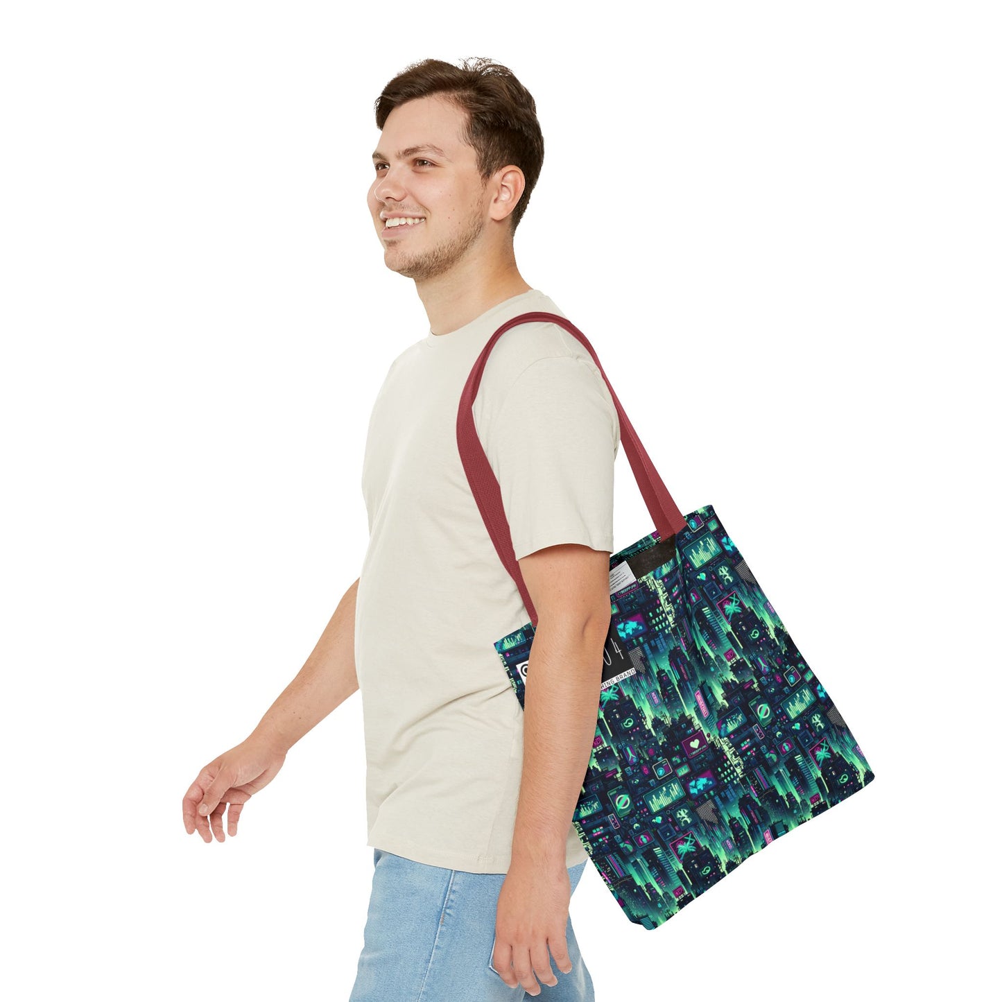 Tech Noir Graphics Futuristic Cyberpunk Tote Bag - 8404 Design-52